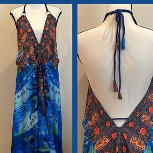 Rima Beach World Coverup Dress Silky Scarf Maxi Dress One Size Small Medium